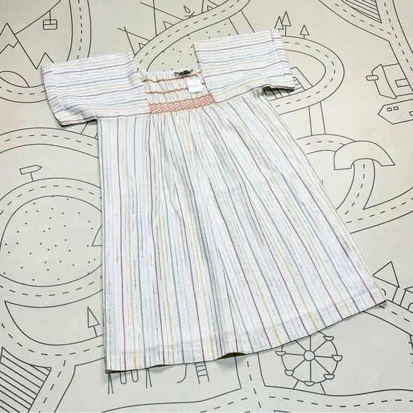 Bonpoint Paysanne Striped Off-White Cotton Dress